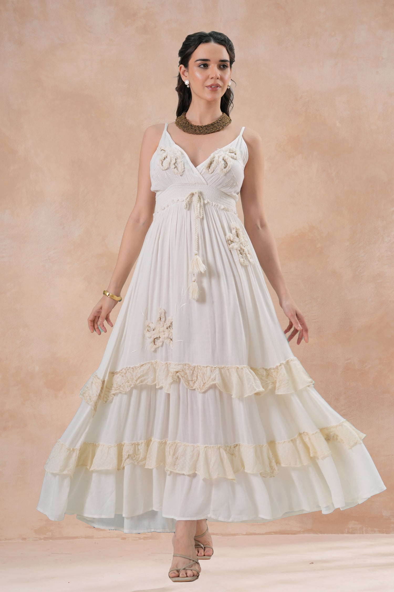 Vestido Elara Ivory Flow