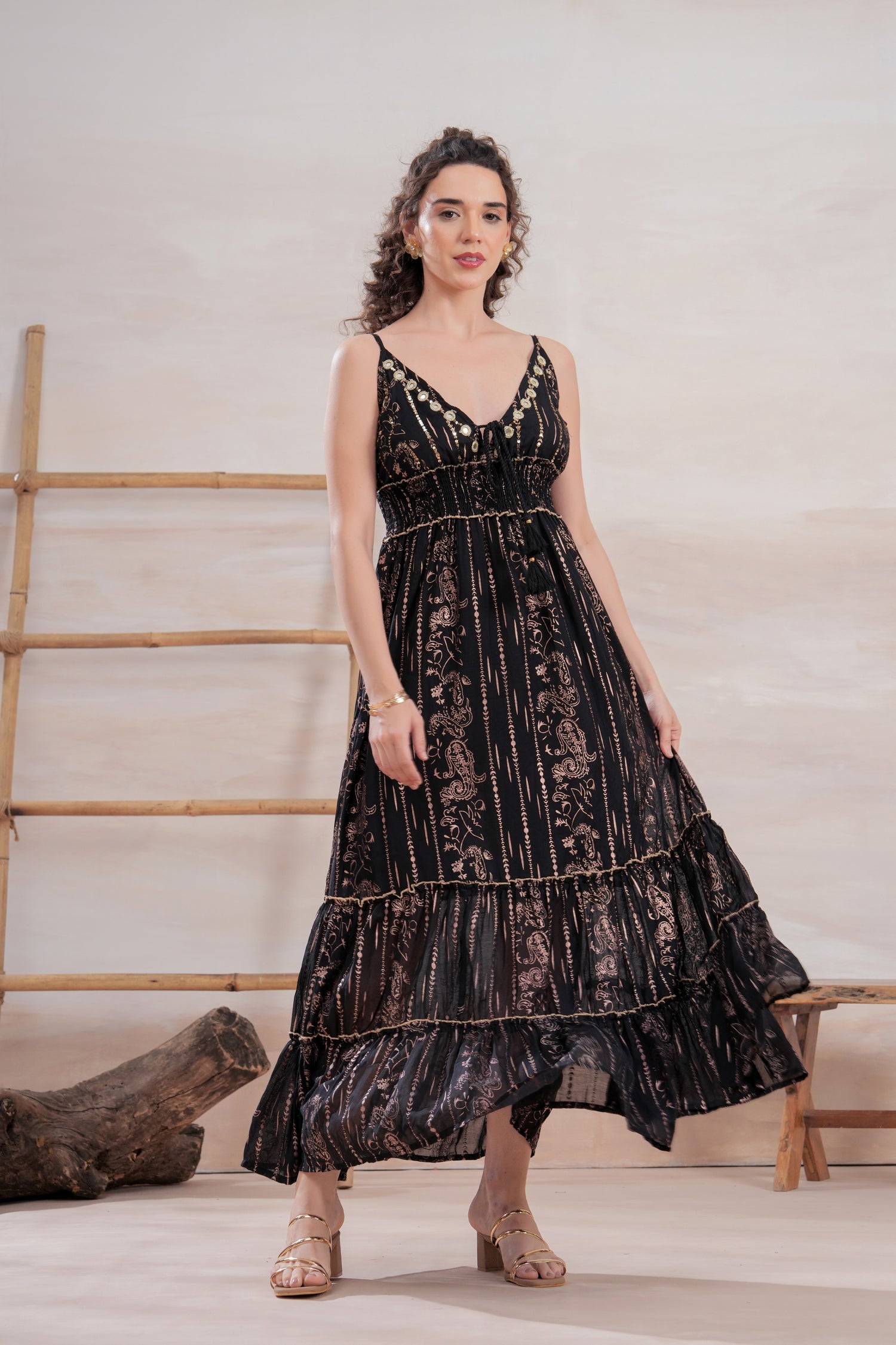 Vestido Gold Zaira Noir
