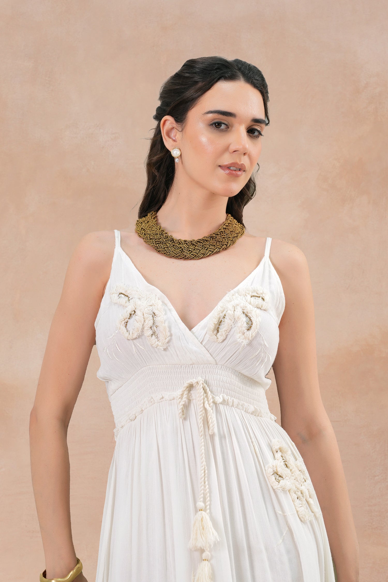 Vestido Elara Ivory Flow