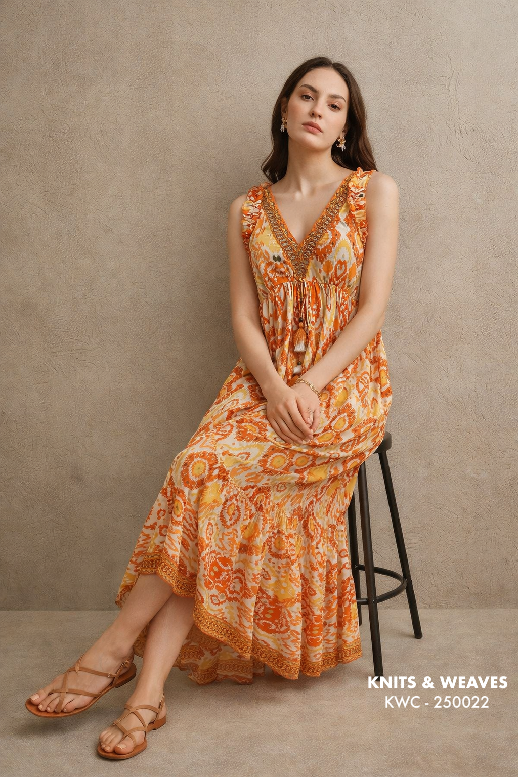 Vestido Midi Agra Volantes