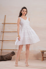 Vestido Blanco Encaje Corto