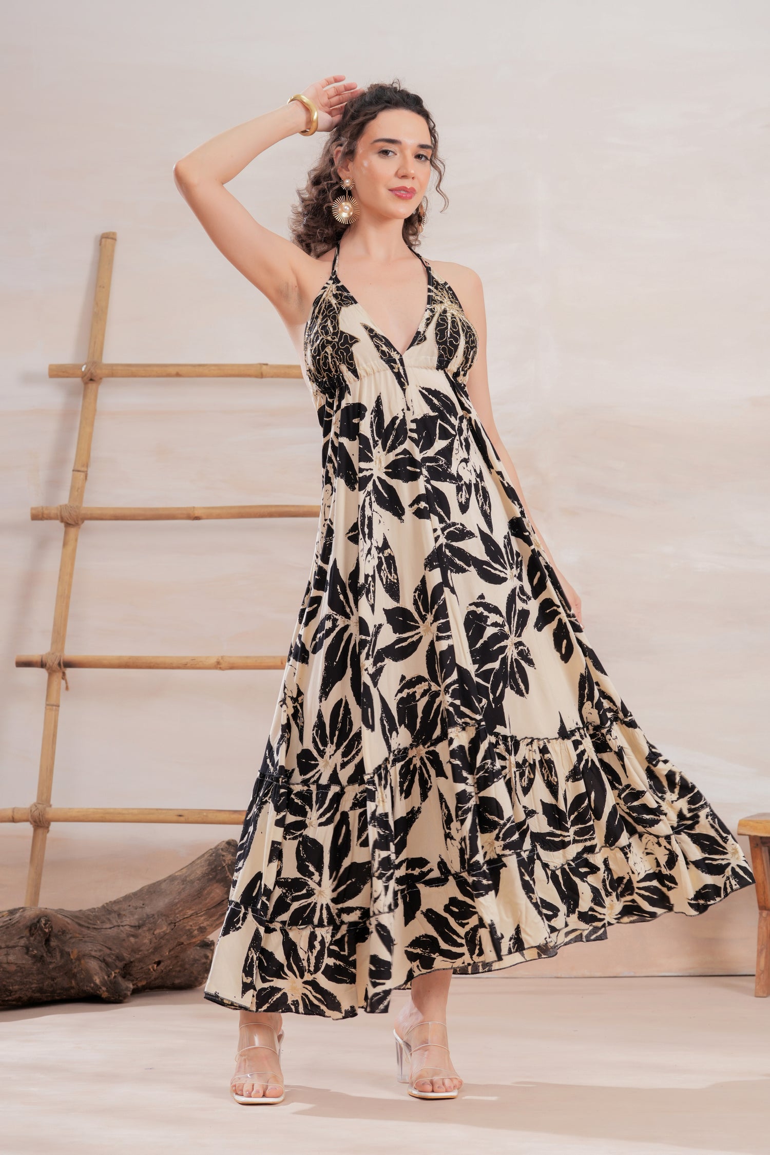 Vestido Largo Halter Floral Eclipse